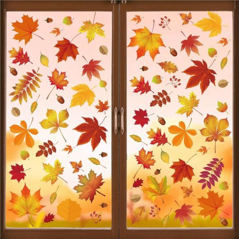 216 Pcs Fall Window Clings Stickers Fall Window Decorations for Fall Autumn